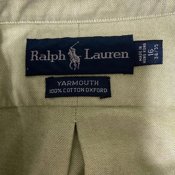 Men’s Ralph Lauren Long Sleeve Button Down Shirt Size 16 34/35 Green EUC - Picture 7 of 7